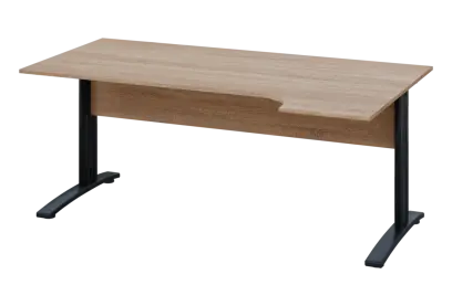 ERK 18 - 184 stůl kancelářský, rohový, pravý, kovová podnož černá, deska 18 mm, široký 1800 mm, dub bardolino